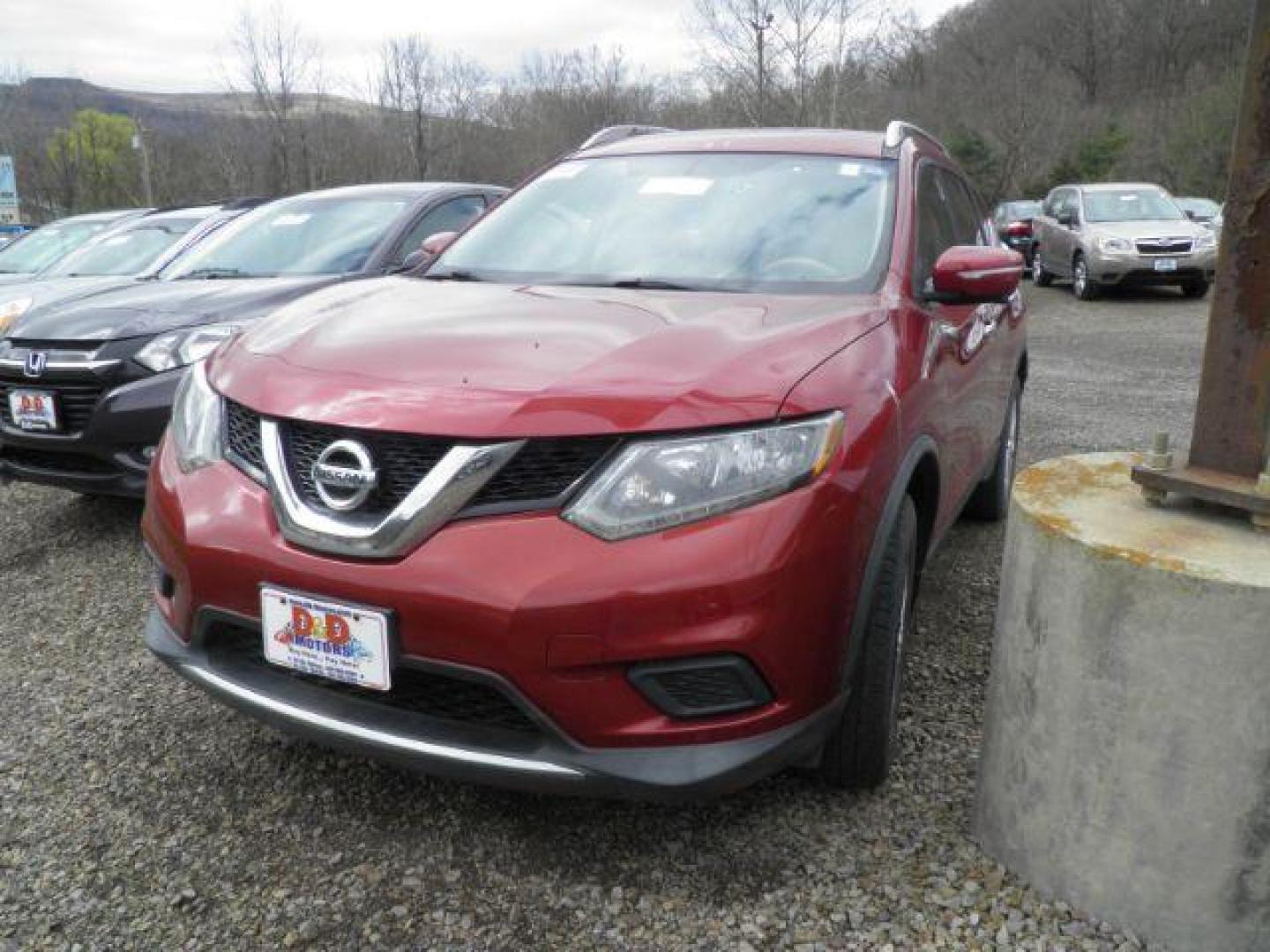 2015 Red Nissan Rogue SV (KNMAT2MV6FP) with an 2.5L L4 engine, CVT transmission, located at 15520 McMullen Hwy SW, Belair, MD, 21502, (301) 729-3700, 39.581375, -78.846451 - Photo#0