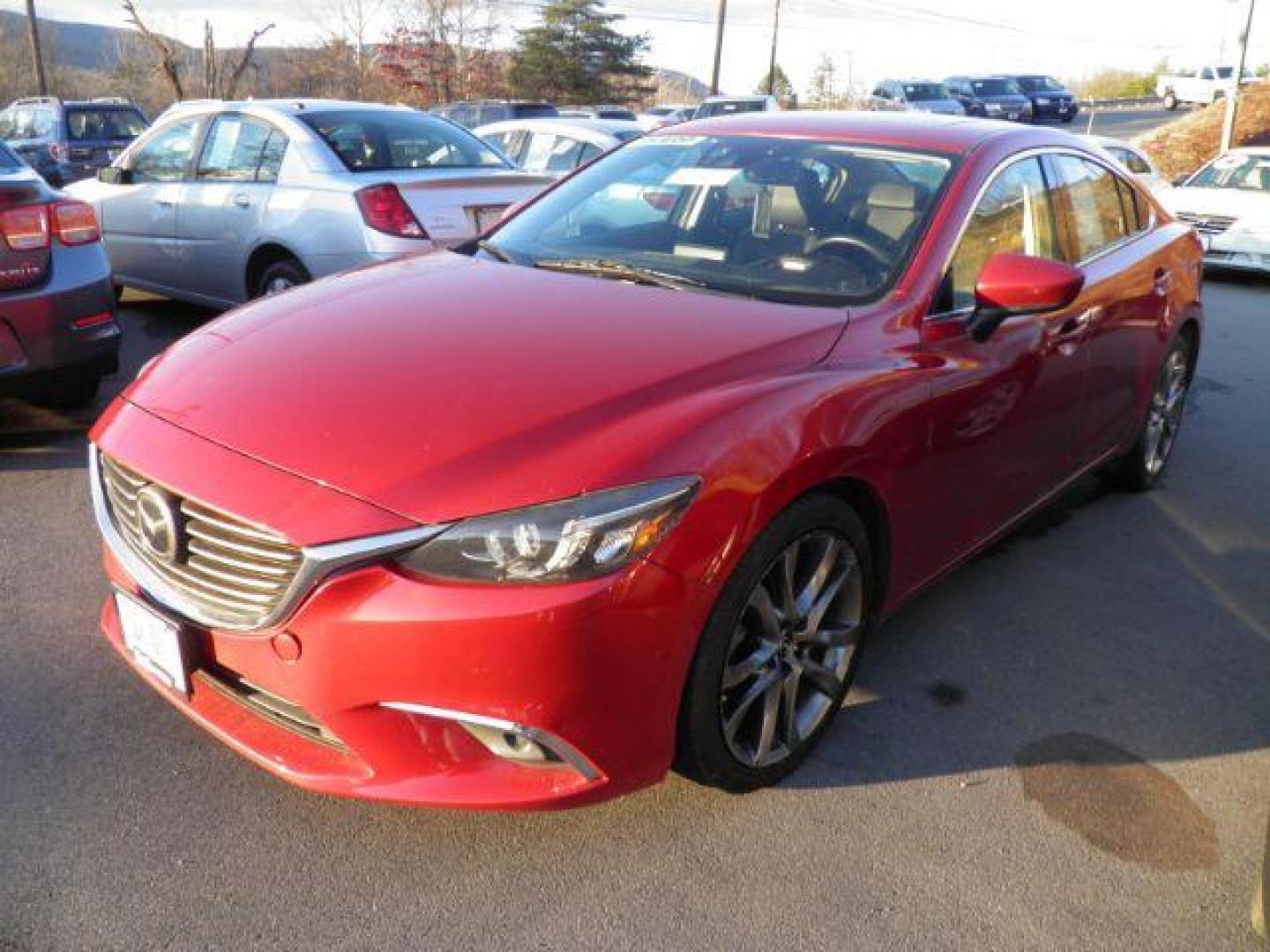 2016 RED /Black, leather Mazda Mazda6 i Grand Touring (JM1GJ1W56G1) with an 2.5 L4 engine, AT transmission, located at 15520 McMullen Hwy SW, Belair, MD, 21502, (301) 729-3700, 39.581375, -78.846451 - Photo#0